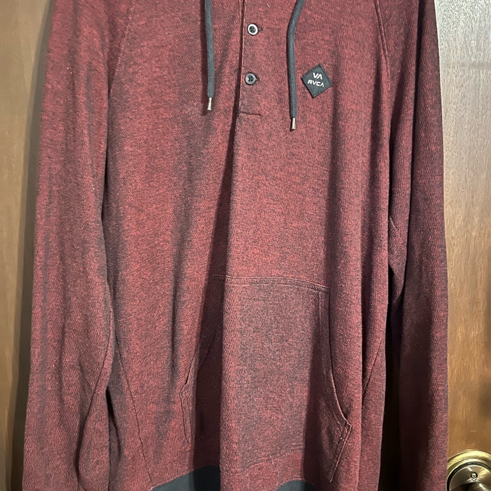 RVCA Red Hoodie with Kangaroo Pocket and Logo